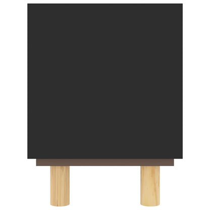 vidaXL TV Cabinet | Black | Engineered wood, Solid pinewood, Natural rattan 5