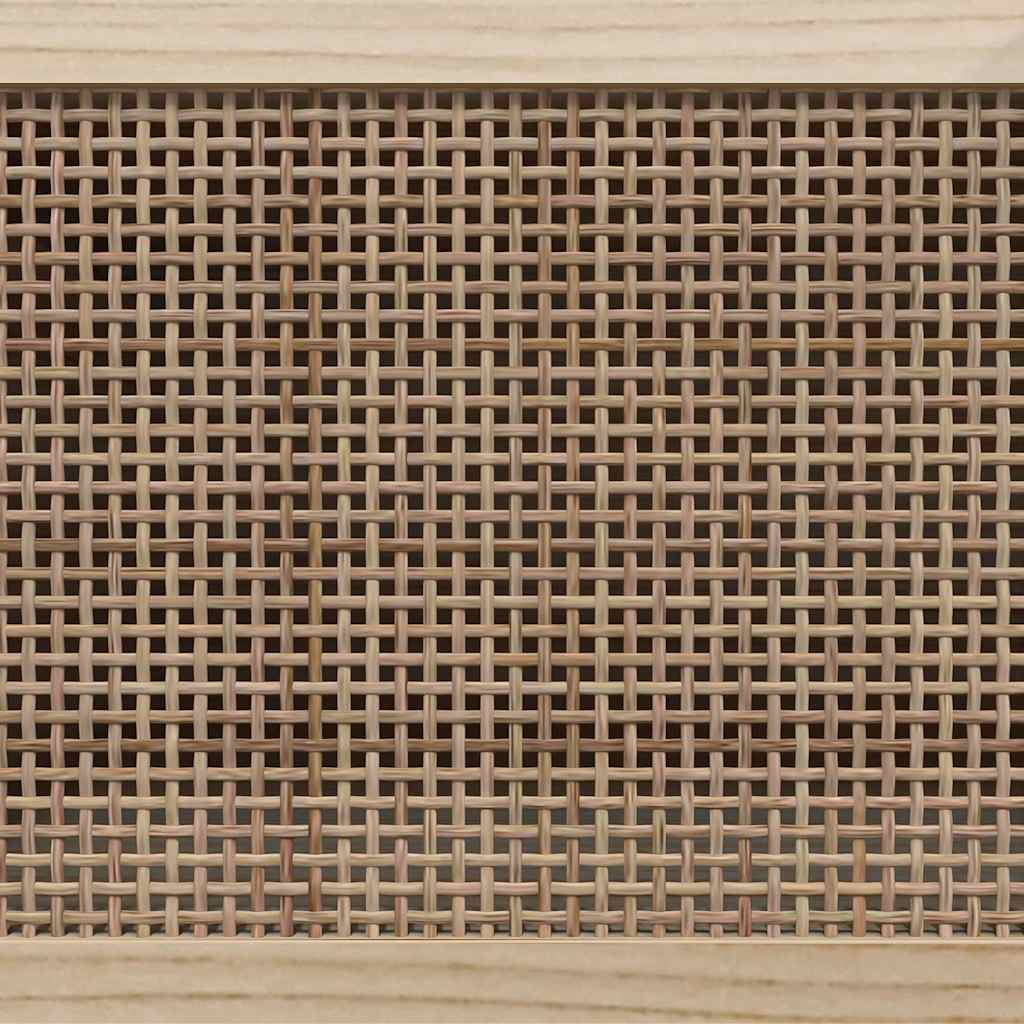 vidaXL TV Cabinet | Black | Engineered wood, Solid pinewood, Natural rattan 6