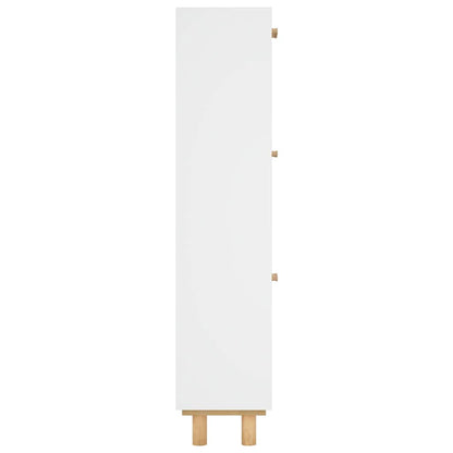 vidaXL Shoe Cabinet White 52x25x115 cm Engineered Wood&Natural Rattan 6