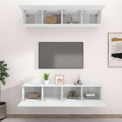 4 Piece Wall-mounted TV Cabinet Set 100x30x30 cm White 80 cm