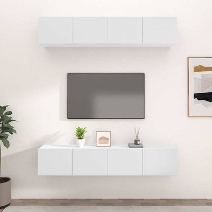 4 Piece Wall-mounted TV Cabinet Set 100x30x30 cm White 80 cm