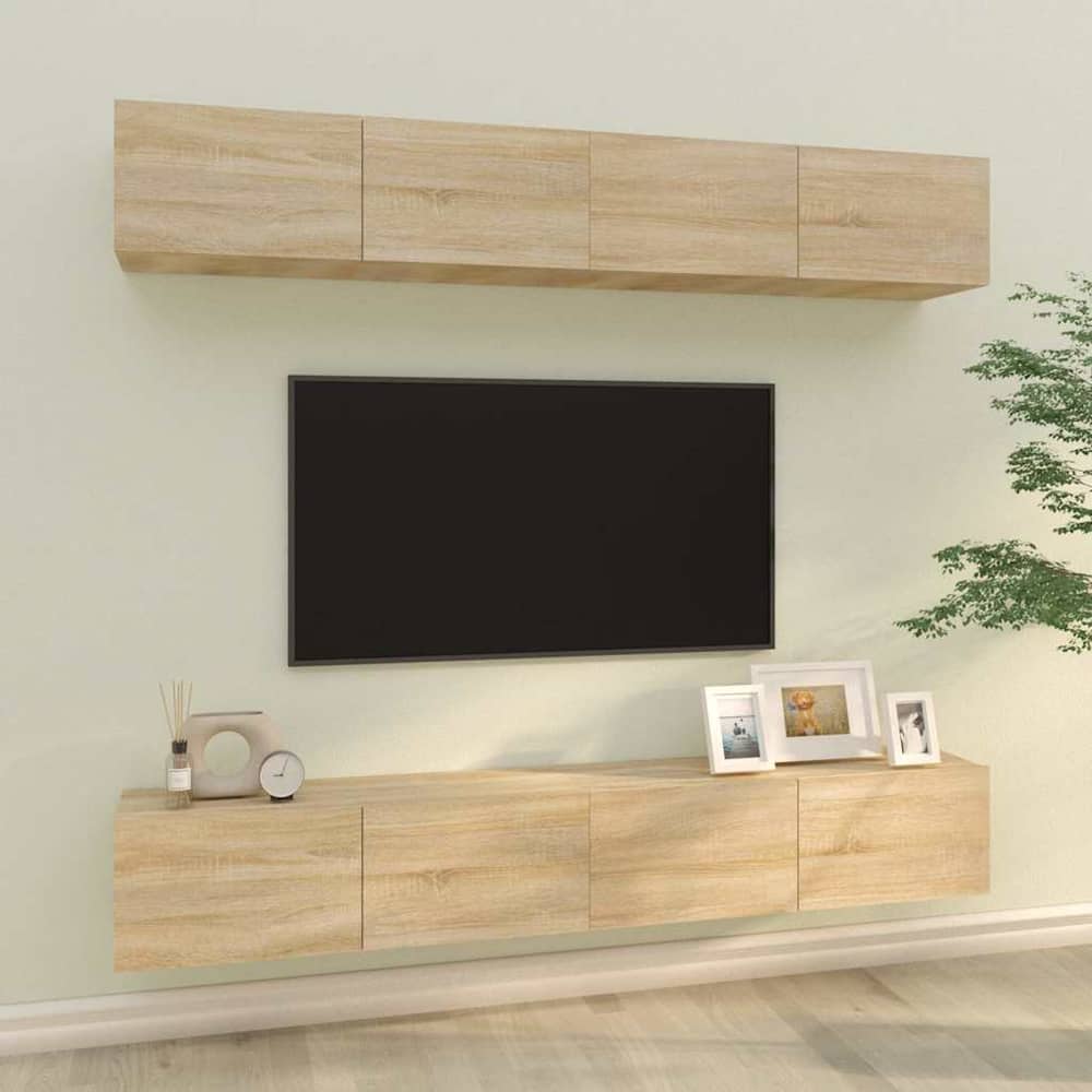 4 Piece Wall-mounted TV Cabinet Set 100x30x30 cm Sonoma oak 100 cm