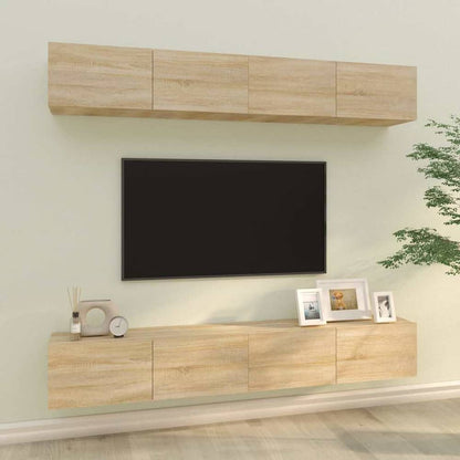 4 Piece Wall-mounted TV Cabinet Set 100x30x30 cm Sonoma oak 100 cm