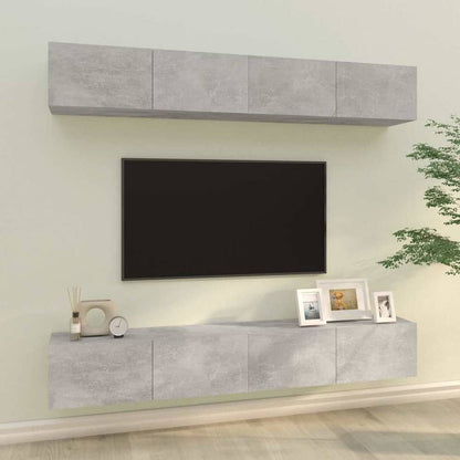 4 Piece Wall-mounted TV Cabinet Set 100x30x30 cm Concrete grey 100 cm
