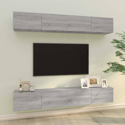 4 Piece Wall-mounted TV Cabinet Set 100x30x30 cm Grey sonoma 100 cm