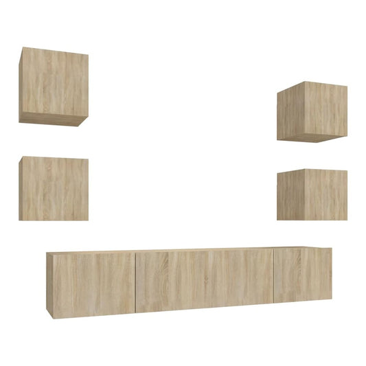 TV Cabinet Set Engineered Wood 6 pcs 80 cm