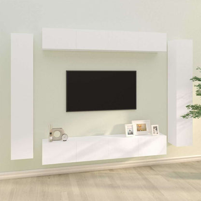8 Piece TV Cabinet Set Engineered Wood White 100 cm