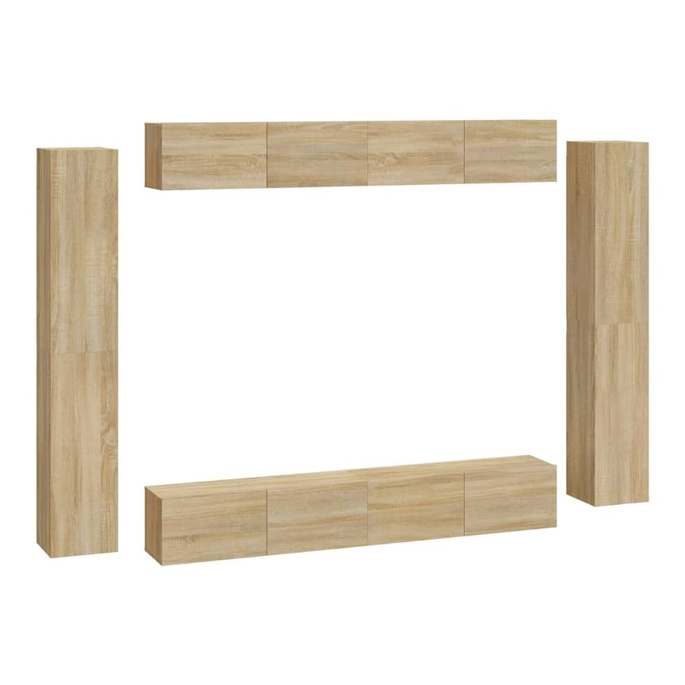 8 Piece TV Cabinet Set Engineered Wood Sonoma oak 100 cm