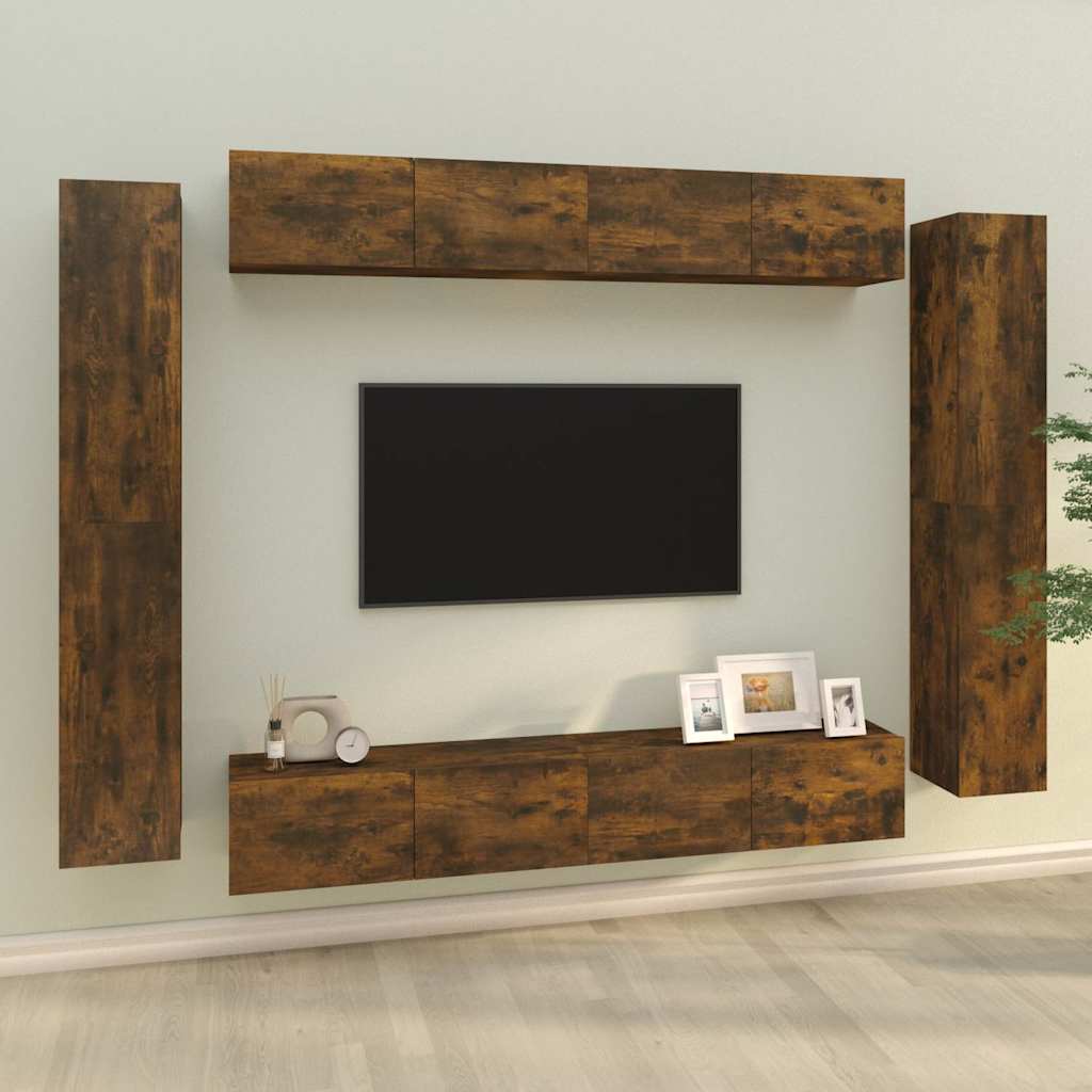 8 Piece TV Cabinet Set Engineered Wood Smoked oak 100 cm