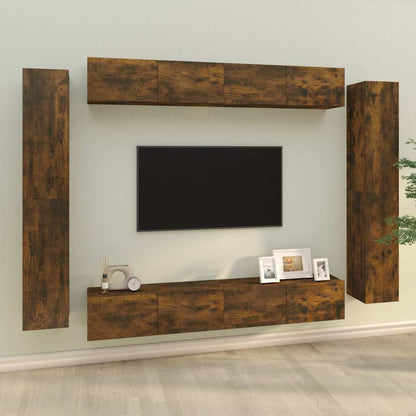 8 Piece TV Cabinet Set Engineered Wood Smoked oak 100 cm