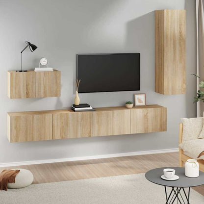 4 Piece TV Cabinet Set Engineered Wood Height 110 cm Sonoma oak