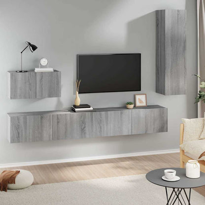 4 Piece TV Cabinet Set Engineered Wood Height 110 cm Grey sonoma