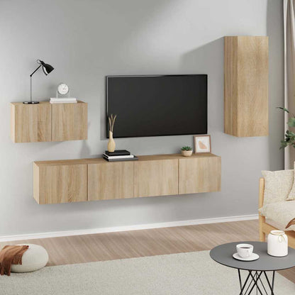 4 Piece TV Cabinet Set Engineered Wood Height 90 cm Sonoma oak