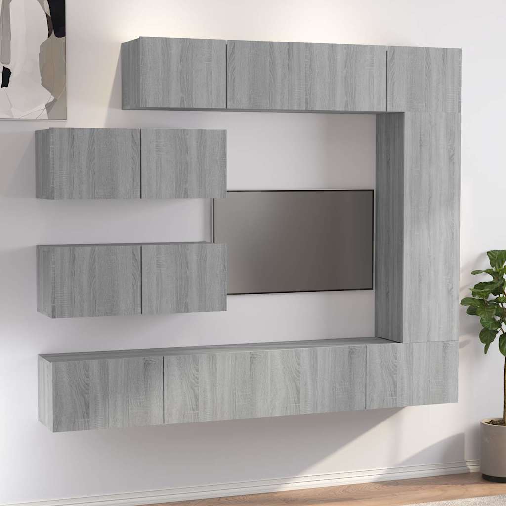 7 Piece TV Cabinet Set Engineered Wood Width 100 cm Grey sonoma