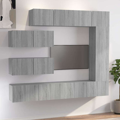 7 Piece TV Cabinet Set Engineered Wood Width 100 cm Grey sonoma