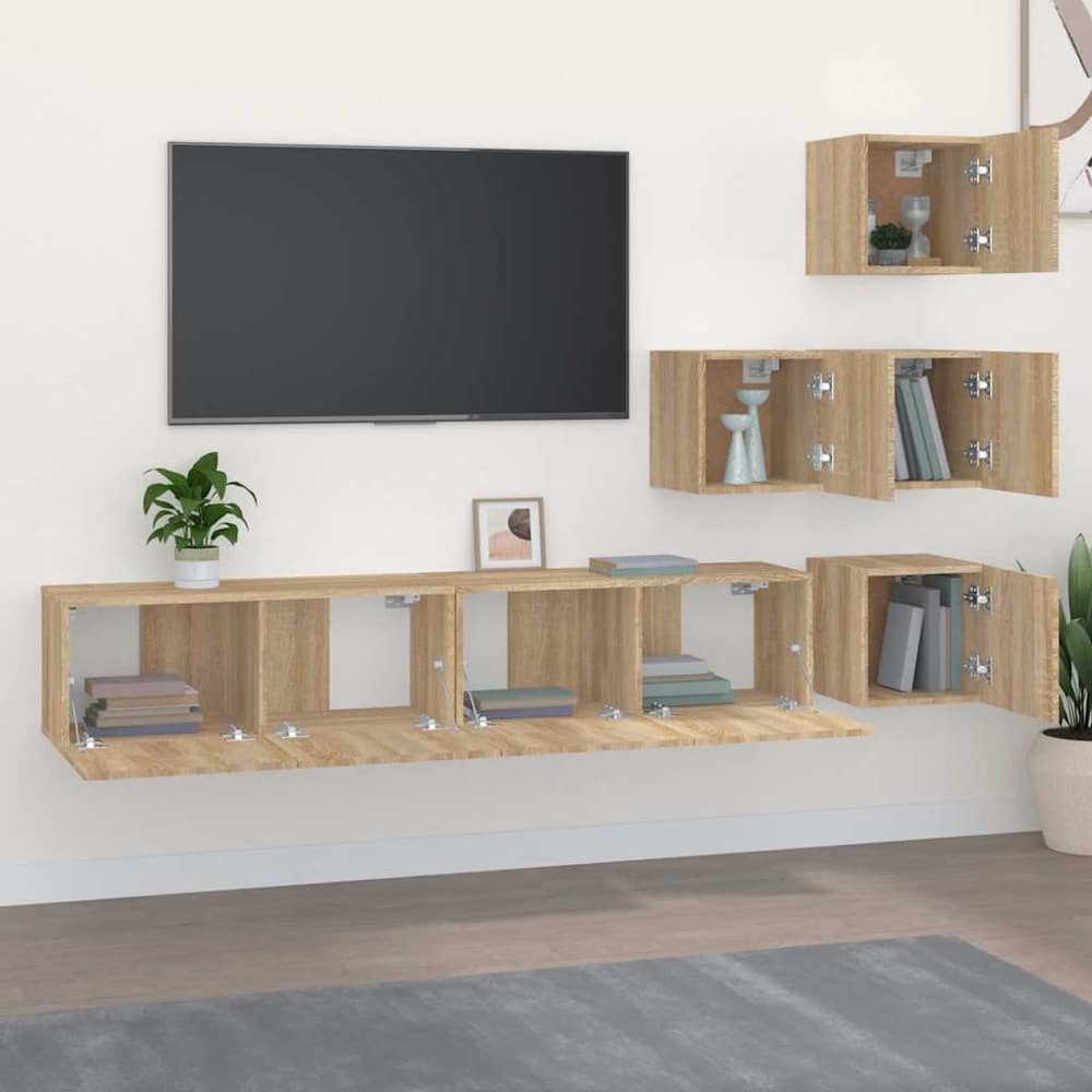 Wall-mounted TV Cabinet Engineered Wood Sonoma oak