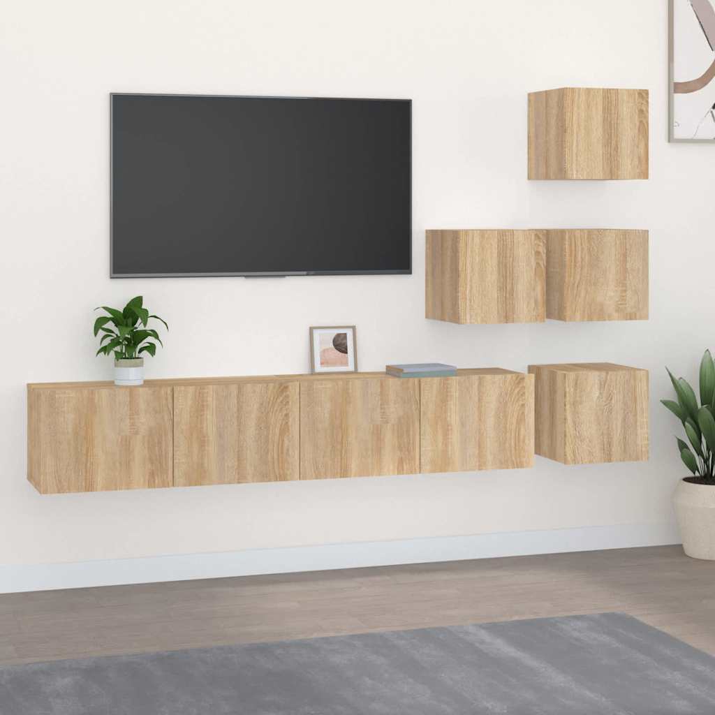 Wall-mounted TV Cabinet Engineered Wood Sonoma oak