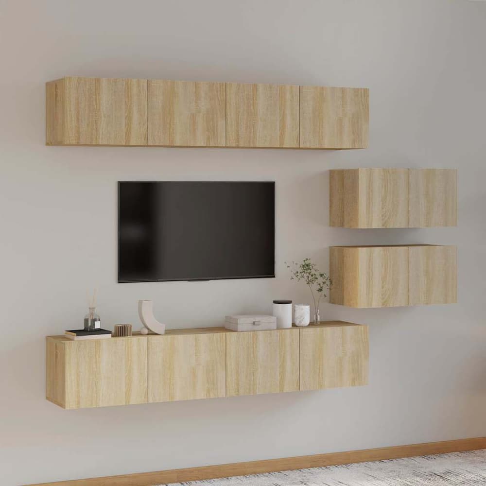 6 Piece TV Cabinet Set Engineered Wood Sonoma oak 80 cm