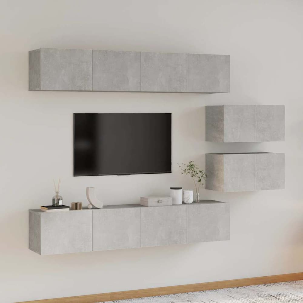 6 Piece TV Cabinet Set Engineered Wood Concrete grey 80 cm