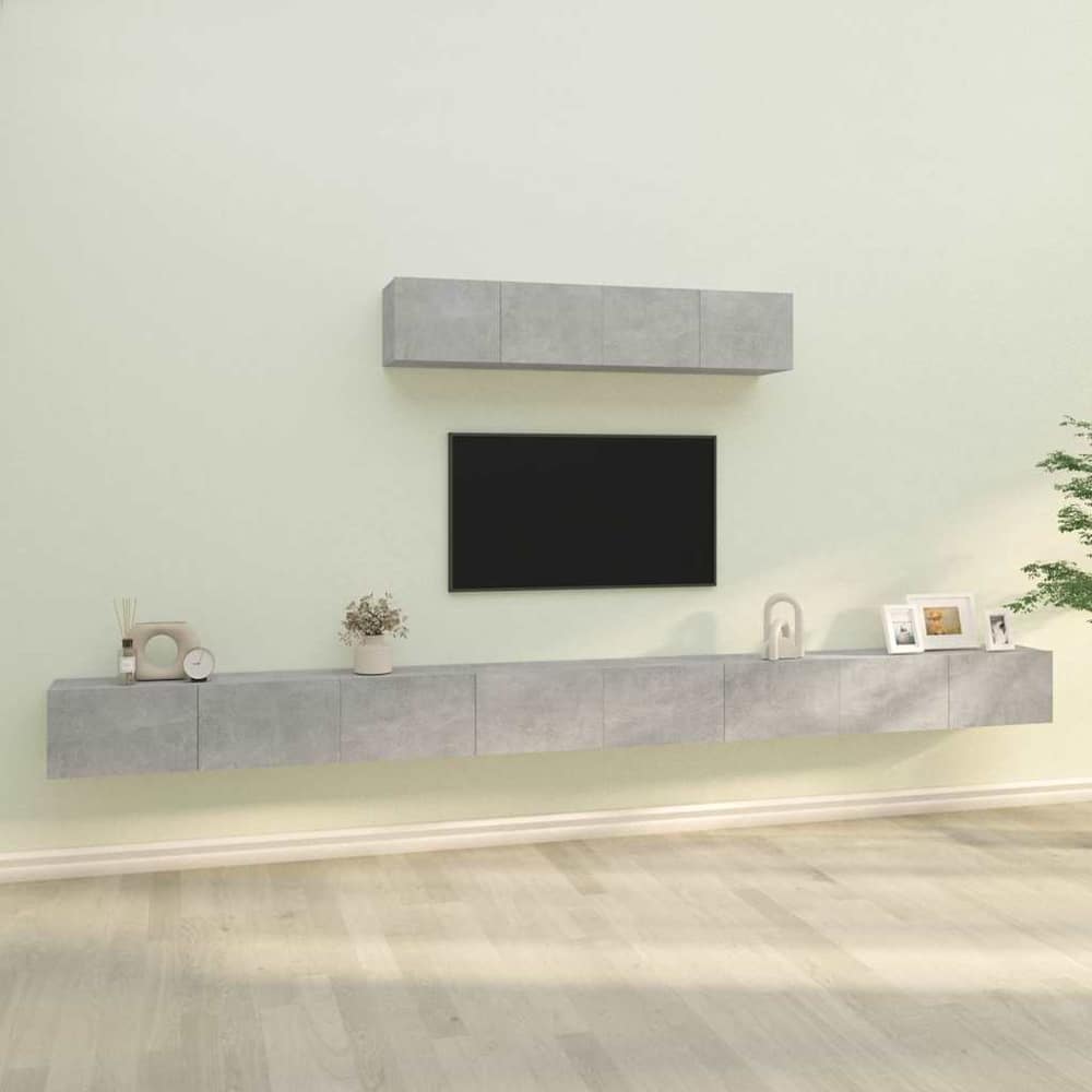 6 Piece TV Cabinet Set Engineered Wood Concrete grey 100 cm