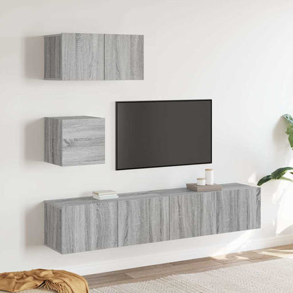 4 Piece TV Cabinet Set Engineered Wood Width 60/80 cm Grey sonoma