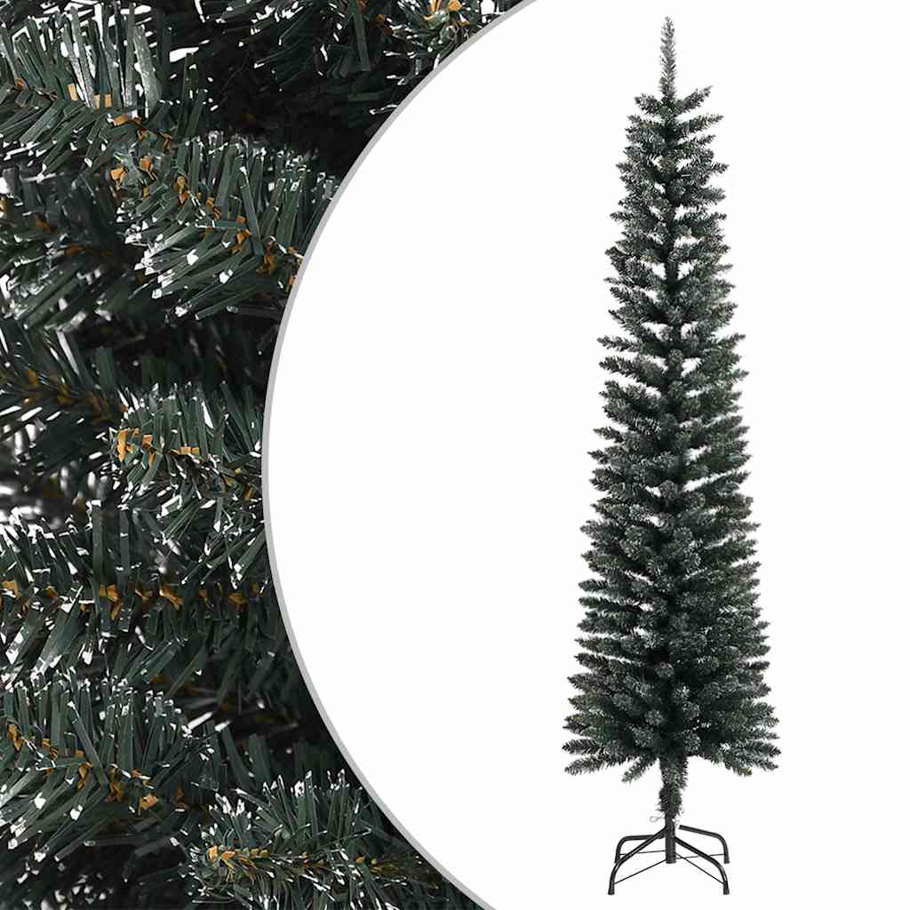 vidaXL Artificial Slim Christmas Tree with Stand Green 210 cm PVC 1