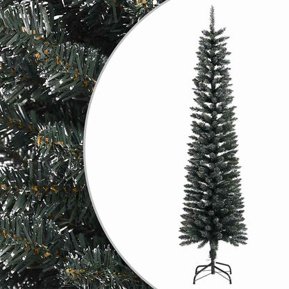 vidaXL Artificial Slim Christmas Tree with Stand Green 210 cm PVC 1