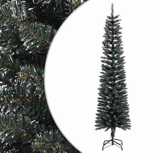 vidaXL Artificial Slim Christmas Tree with Stand Green 210 cm PVC 1