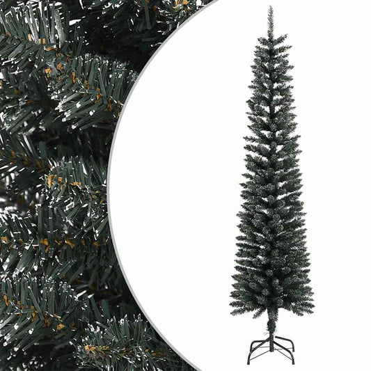 vidaXL Artificial Slim Christmas Tree with Stand Green 240 cm PVC 1