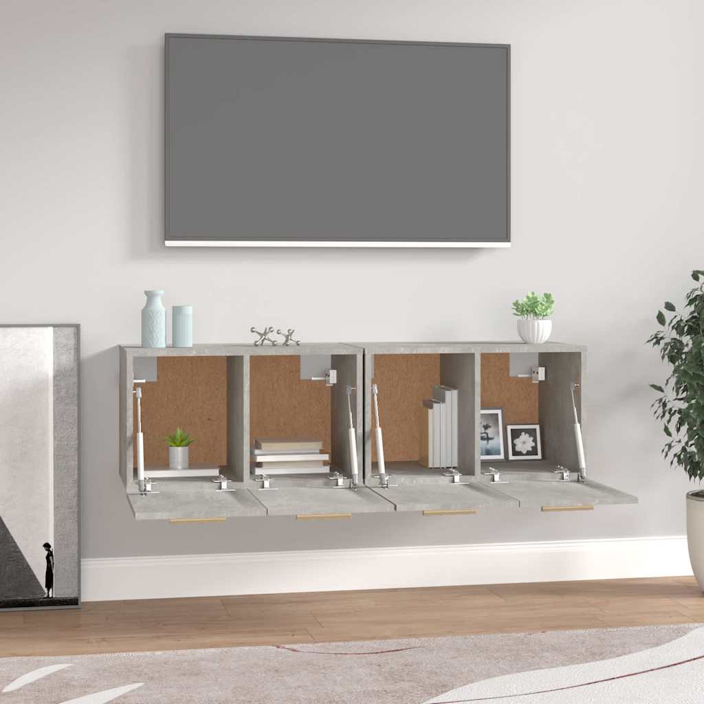 vidaXL Wall Cabinets 2 pcs Concrete Grey 60x36.5x35 cm Engineered Wood 3