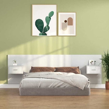 Bed Headboard with Cabinets Engineered Wood One Drawer White