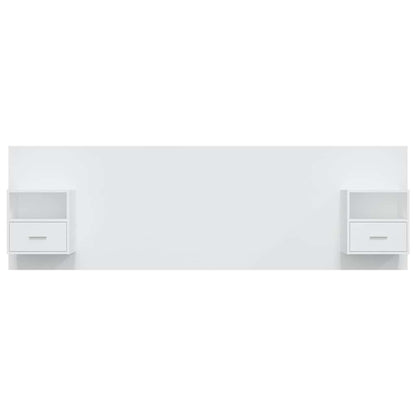 Bed Headboard with Cabinets Engineered Wood One Drawer and One Shelf White