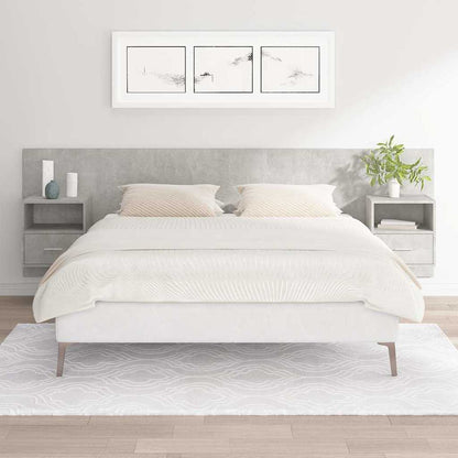 Bed Headboard with Cabinets Engineered Wood One Drawer and One Shelf Concrete grey