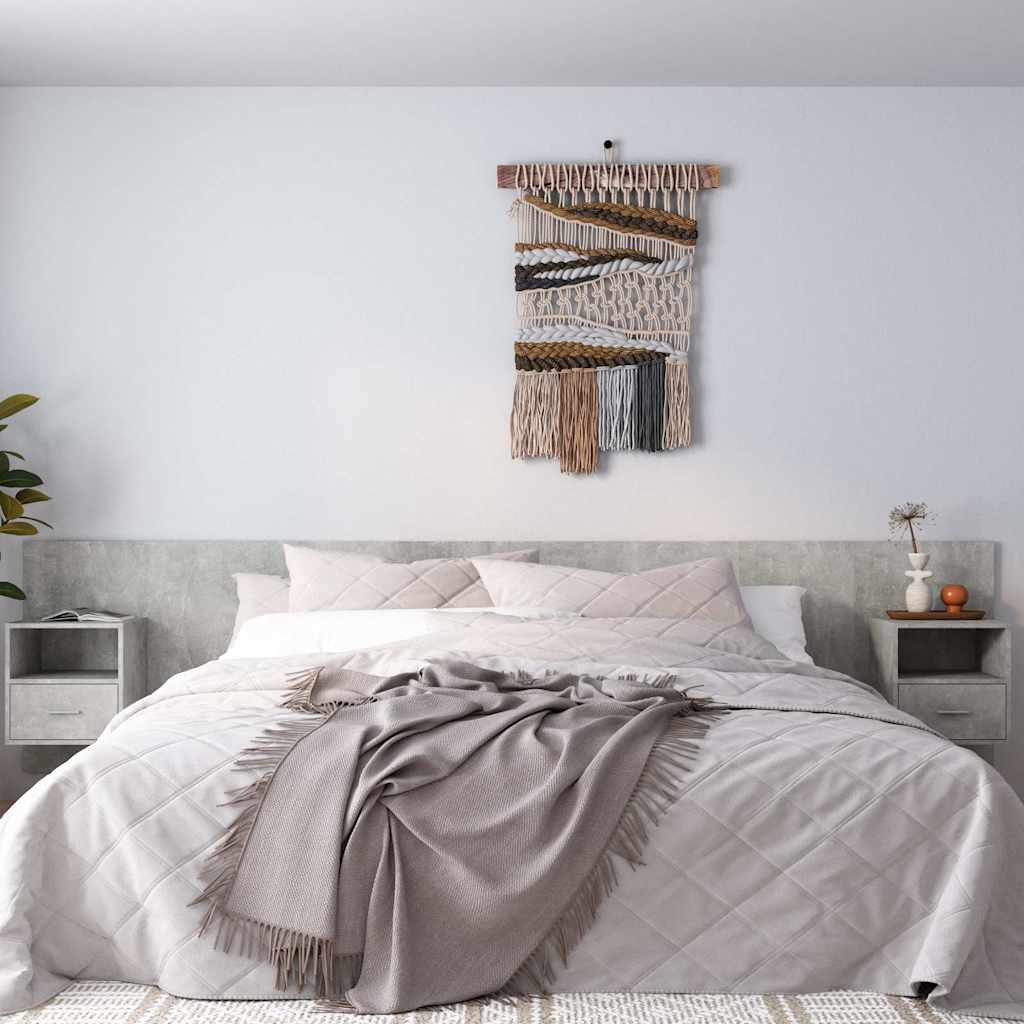 Bed Headboard with Cabinets Engineered Wood One Drawer and One Shelf Concrete grey