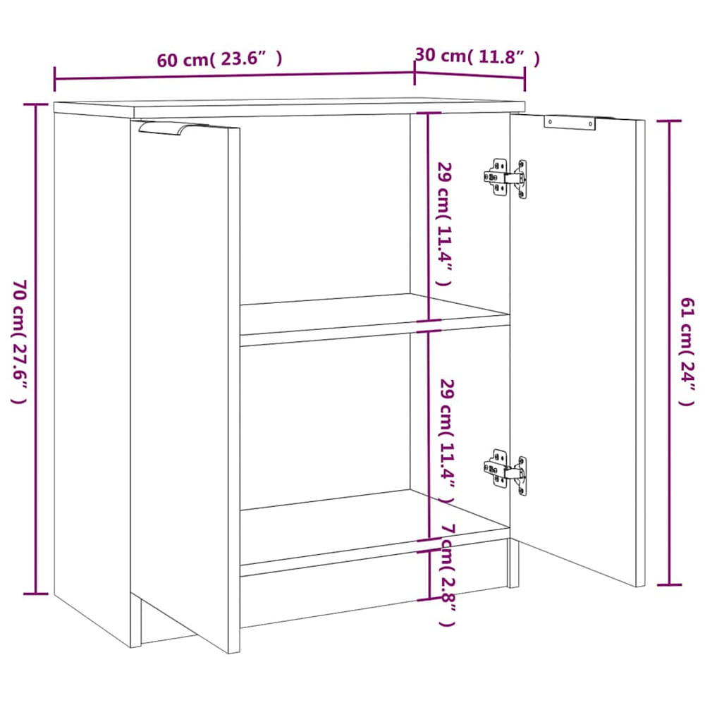 Sideboards 2 pcs 60x30x70 cm Engineered Wood White