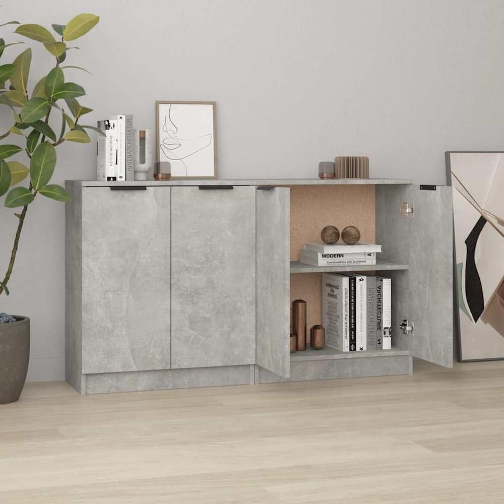Sideboards 2 pcs 60x30x70 cm Engineered Wood Concrete grey