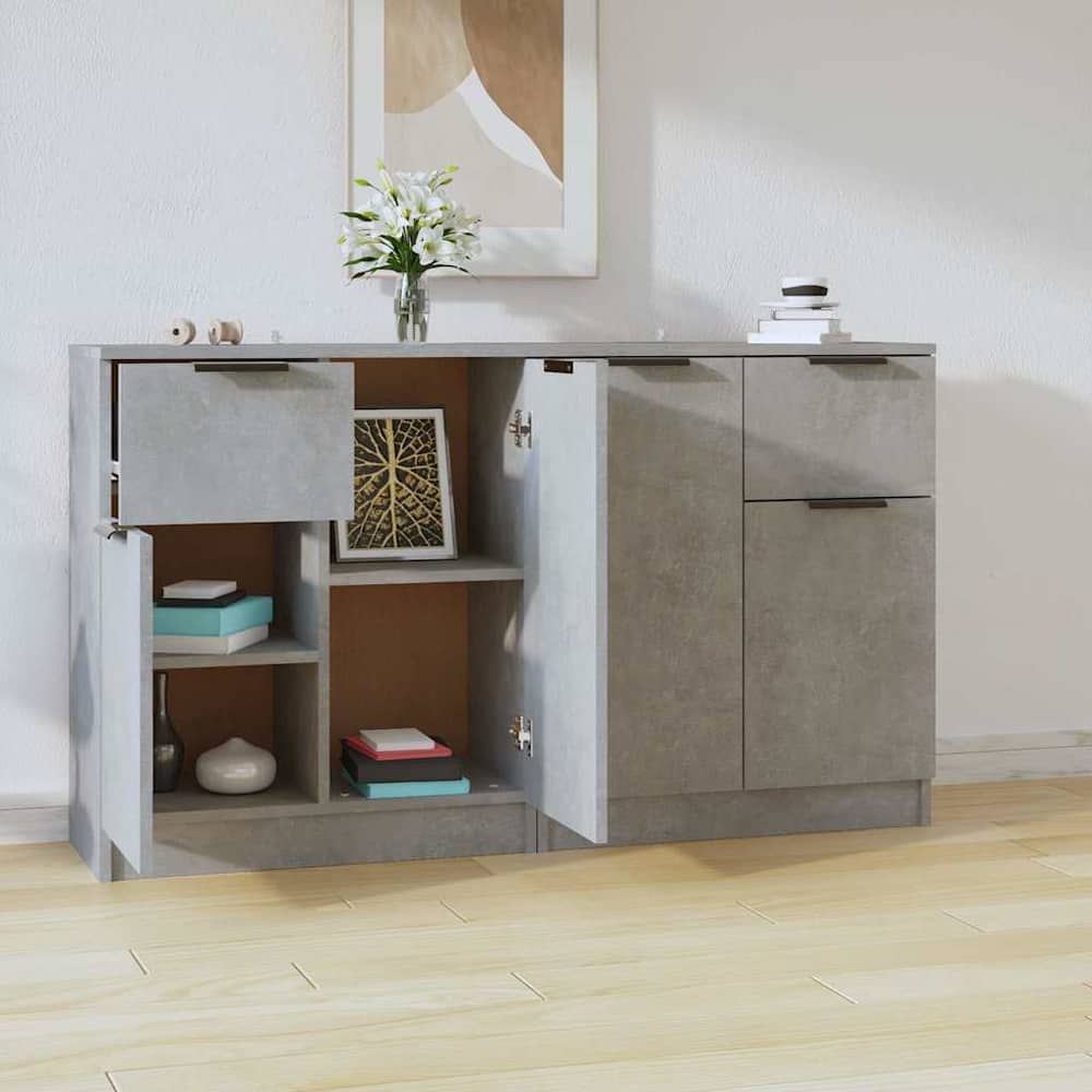 Sideboards 2 pcs 60x30x70 cm Engineered Wood Concrete grey