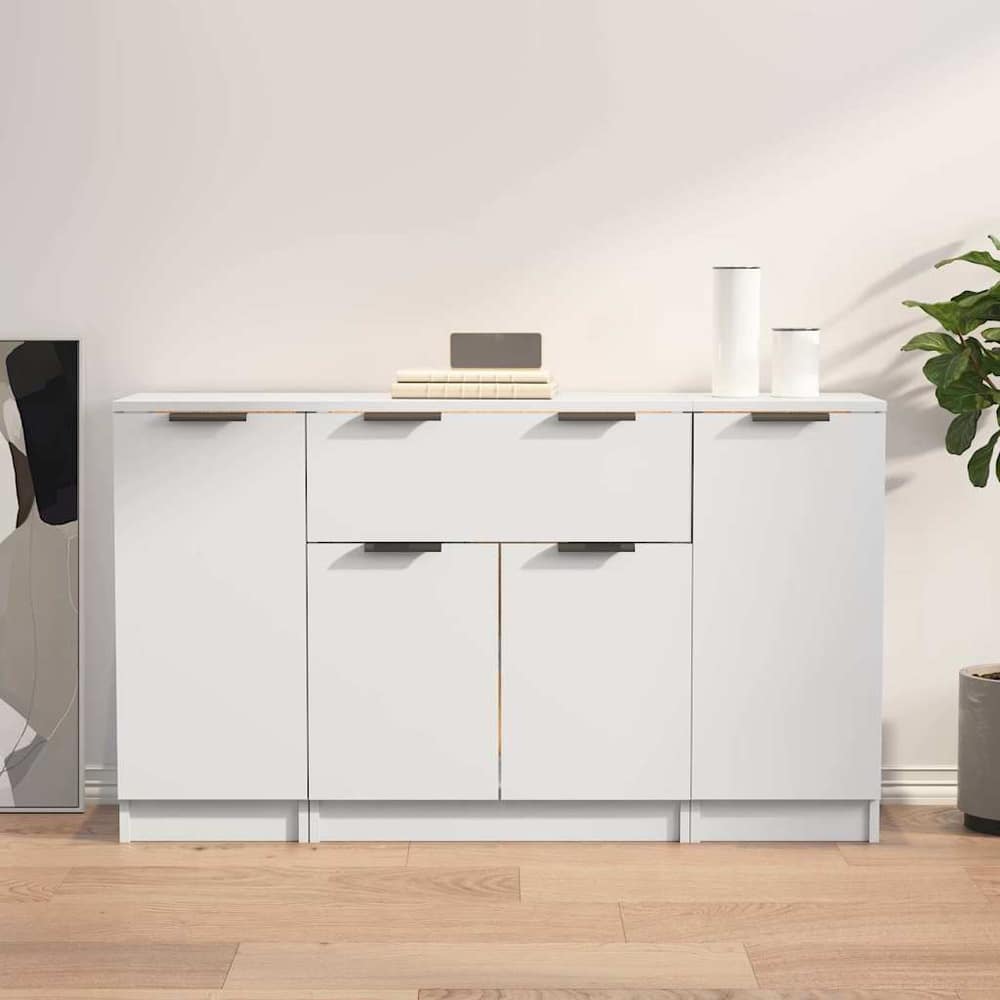 Sideboards 3 pcs Engineered Wood White