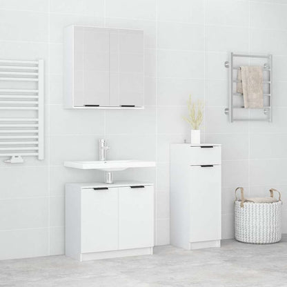 3 Piece Bathroom Cabinet Set Engineered Wood White