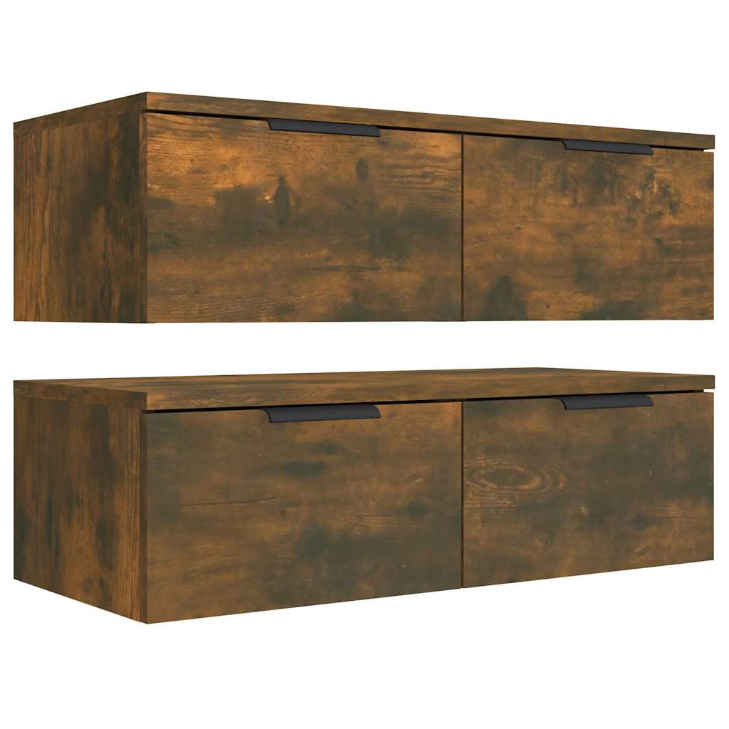 vidaXL Wall Cabinets 2 pcs Smoked Oak 68x30x20 cm Engineered Wood 6