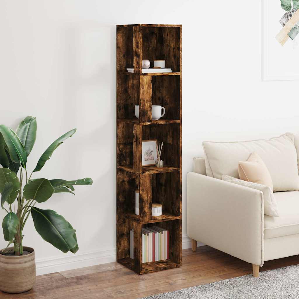 vidaXL Corner Cabinet Smoked Oak 33x33x164,5 cm Engineered Wood 3