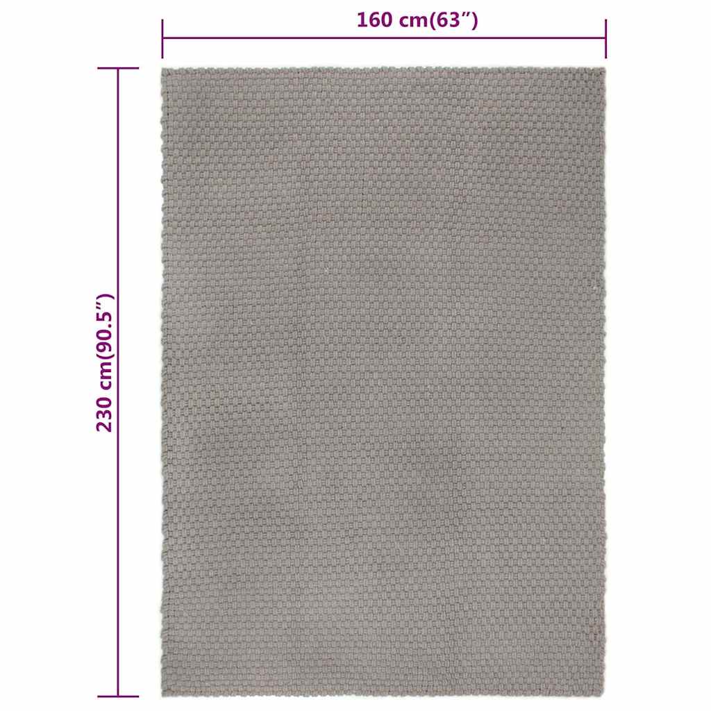 vidaXL Rug Rectangular Grey 160x230 cm Cotton 6