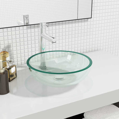 vidaXL Basin Tempered Glass 35x12 cm Transparent 1