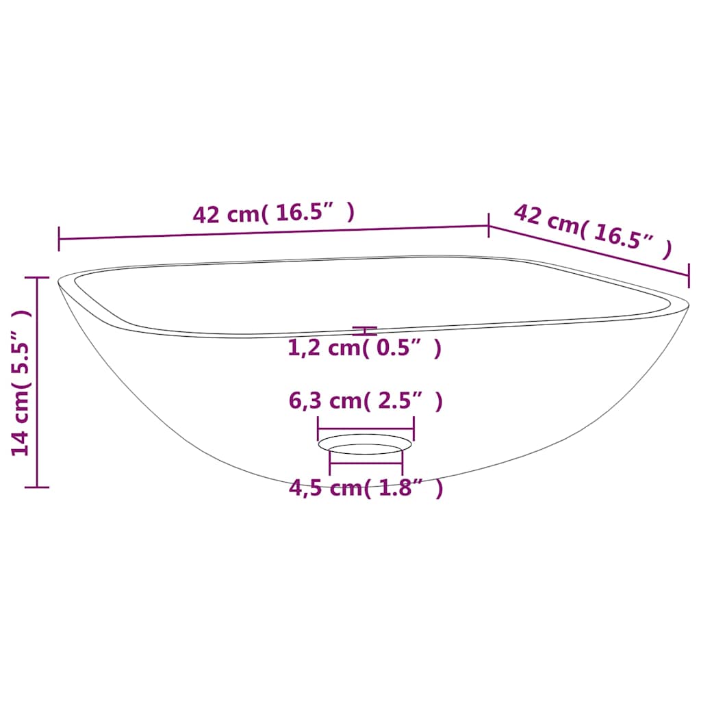 vidaXL Basin Glass 42x42x14 cm Transparent 6