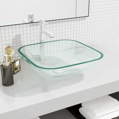 vidaXL Basin Glass 42x42x14 cm Transparent 1