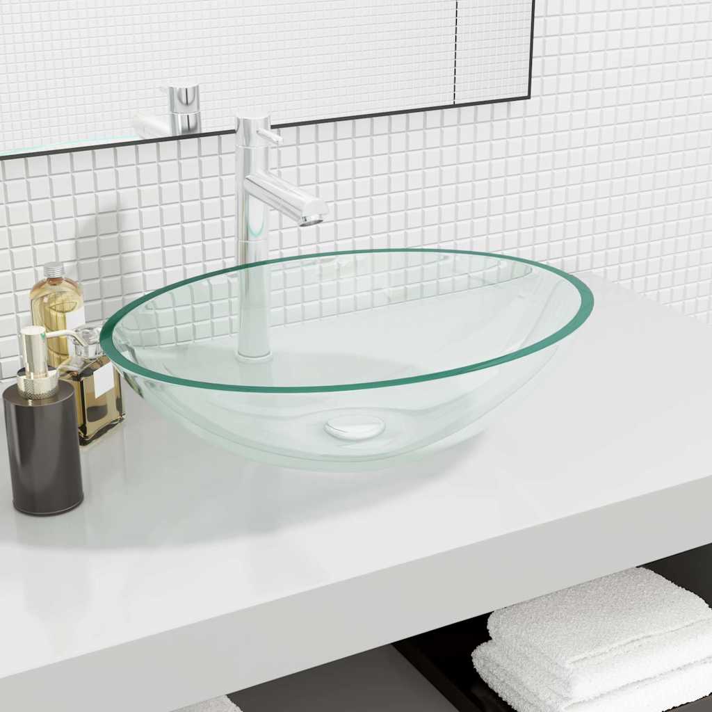 vidaXL Basin Glass 50x37x14 cm Transparent 1