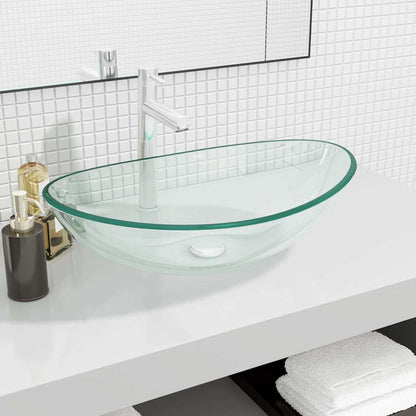 vidaXL Basin Tempered Glass 54.5x35x15.5 cm Transparent 1