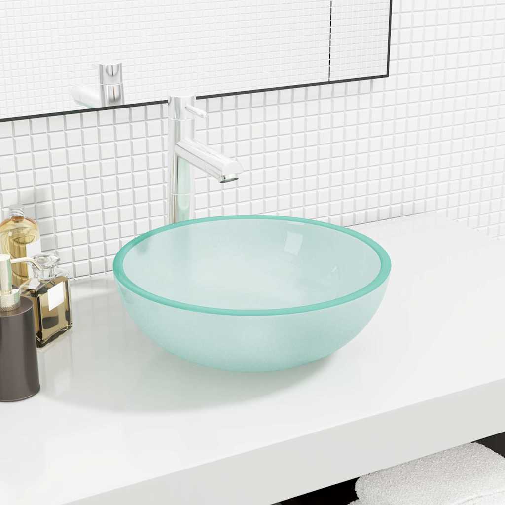 vidaXL Basin Tempered Glass 35x12 cm Frosted 1