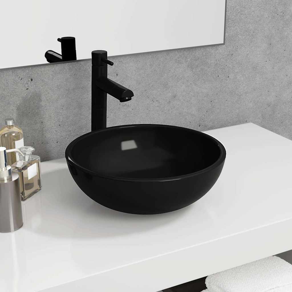 vidaXL Basin Tempered Glass 35x12 cm Black 1