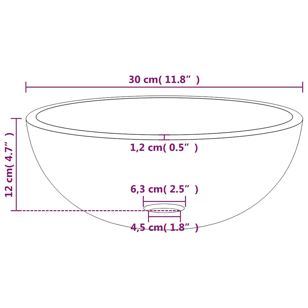 vidaXL Basin Tempered Glass 30x12 cm Black 5